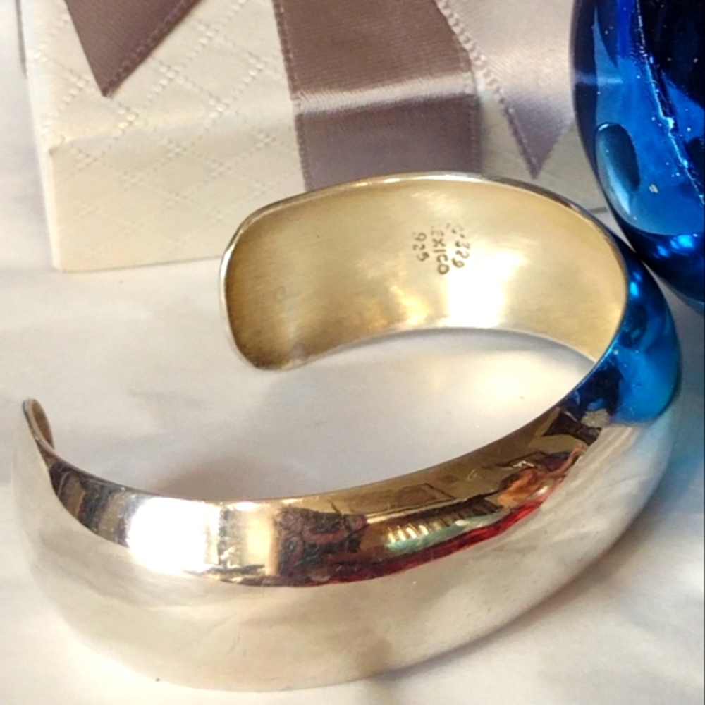.925 Solid Sterling Silver Wide Bangle Bracelet...